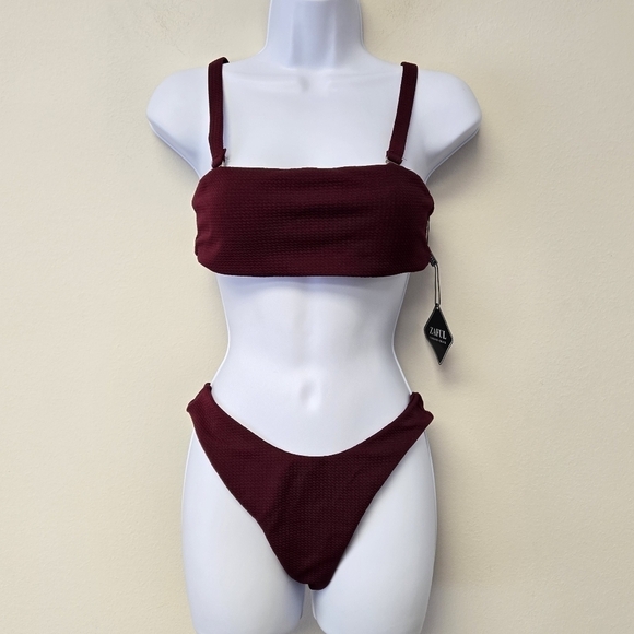 Zaful Bandeau 2 piece Bikini Set Wine Red S / 4 - Picture 12 of 12